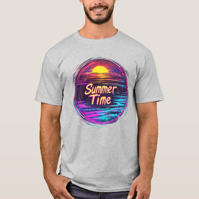 Camiseta Vibrant Retro “Summer Time” Sunset T-Shirt (Frente)