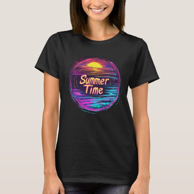 Camiseta Vibrant Retro “Summer Time” Sunset T-Shirt (Frente)