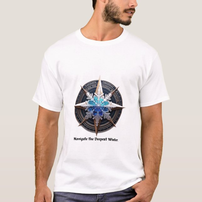 Camiseta Vibrant Snowflake T-Shirt, Compass Metallic Art (Frente)