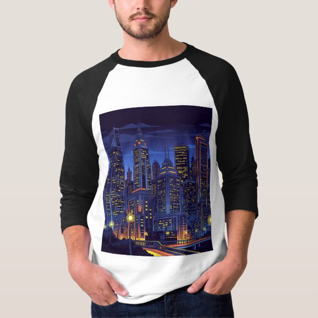 Camiseta Vibrant Urban Energy Cityscape * "Modern City Ni" (Frente)