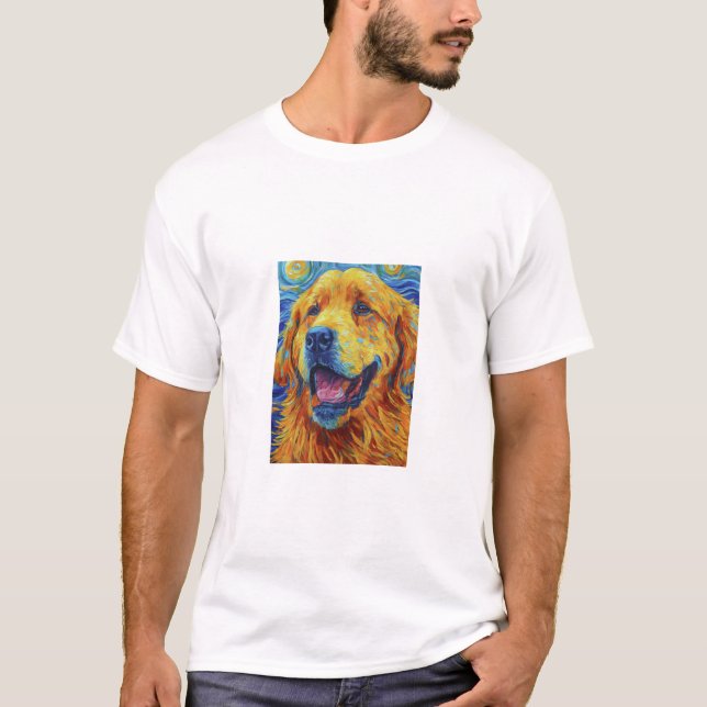 Camiseta Vibrant Van Gogh Inspirou Cão T-Shirt Uni-Sexo (Frente)