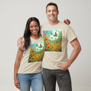 Camiseta Vibrant Wildflower Butterfly Joy Design