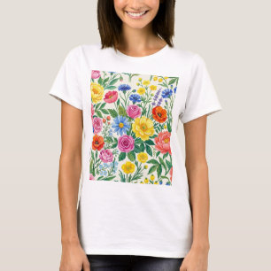 Camiseta Vibrant Wildflower Meadow Botanical Garden Print