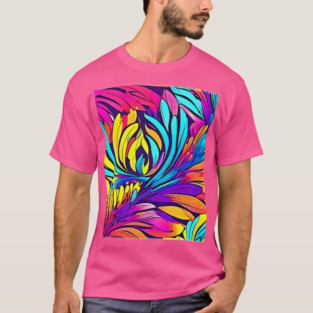 Camiseta Vibrante Abstrato Floral (Frente)