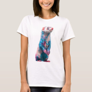 Camiseta Vibrante Algodão Erguido Aquarela Mulheres