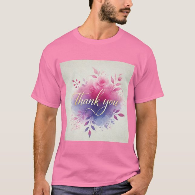 Camiseta Vibrante Aquarela Obrigado Mens (Frente)
