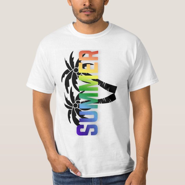 Camiseta vibrante de verão | Tipografia vertical (Frente)