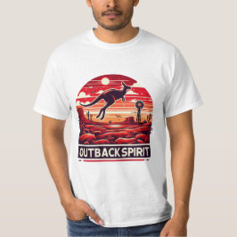 Camiseta Vibrante Deserto Retrô Kangaroo Outback Vermelho