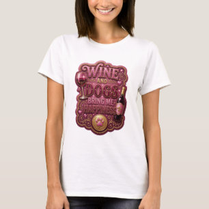 Camiseta Vibrante Dourada VINHO E CÃES ME TRAZEM F