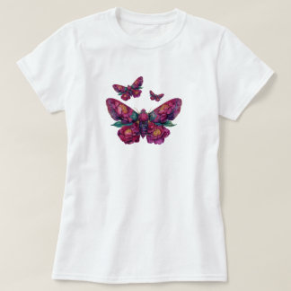 Camiseta Vibrante Floral Mariposa Noturna