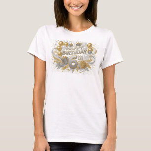 Camiseta Vibrante Laranja FELIZ ANIVERSÁRIO 6º Sta