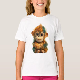 Camiseta Vibrante Macaco Bebê Multicolorido Crianças