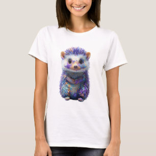 Camiseta Vibrante ouriço roxo artístico feminino em Impasto