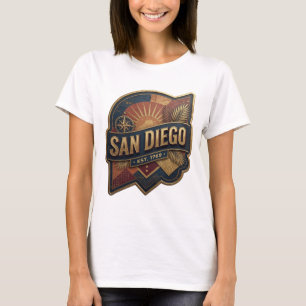 Camiseta Vibrante Ouro SAN DIEGO EST 1769 Design de Texto