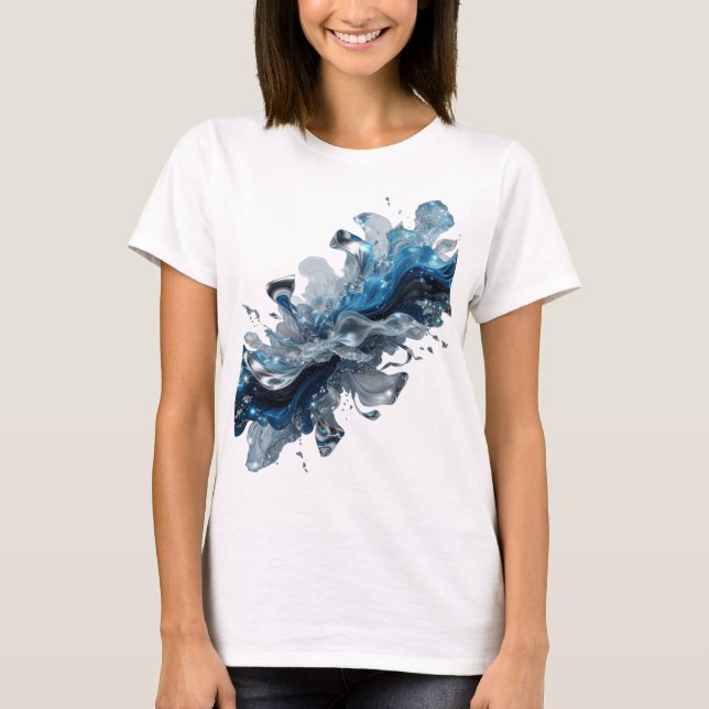 Camiseta Vibrante Prata com Frase WATER FLOW (Frente)