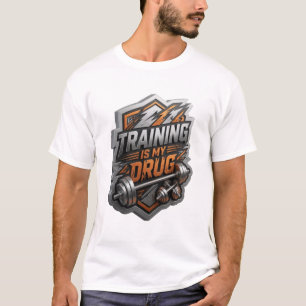 Camiseta Vibrante Prata TREINAMENTO É MINHA DROGA