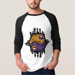 Camiseta Vibrante Rã Veneno de Dardo Roxa e Dourada Yin Yan