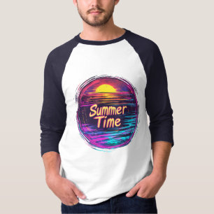 Camiseta Vibrante Retro “Tempo de Verão” Pôr do So