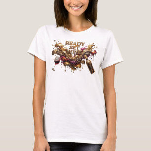 Camiseta Vibrante Rosa READY SET WINE Arte Vestível