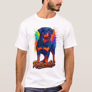 Camiseta Vibrante Rottweiler Pop Art – Cachorro Neon Ousado