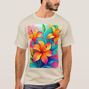 Camiseta Vibrantes Lírios Tropicais: Alma de Verão