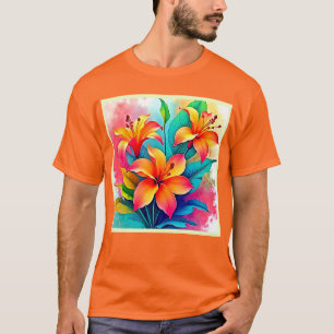 Camiseta Vibrantes Lírios Tropicais: Alma de Verão