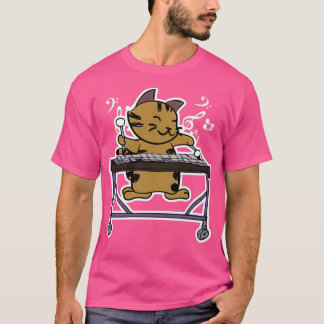 Camiseta Vibraphone Jogando Gatinho design Jazz Cat Marim