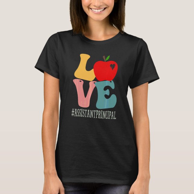 Camiseta Vice-Diretor Amor Maçã Groovy Fofo De Volta (Frente)