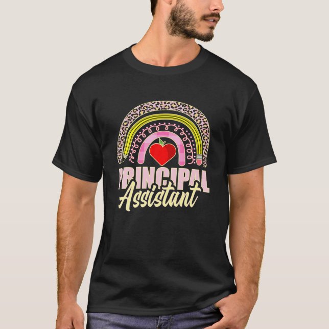 Camiseta Vice-Diretor Título de Emprego Leopardo Arco-Íris  (Frente)