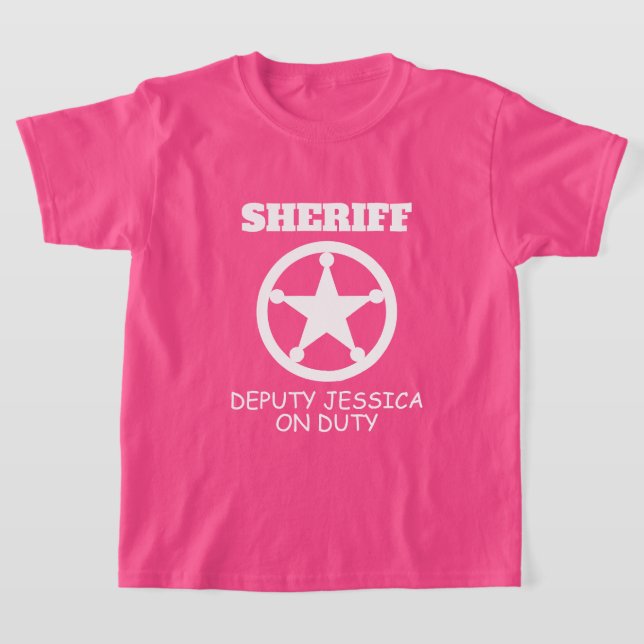 Camiseta Vice-Xerife, estrela da polícia, crachá rosa, (Postura )