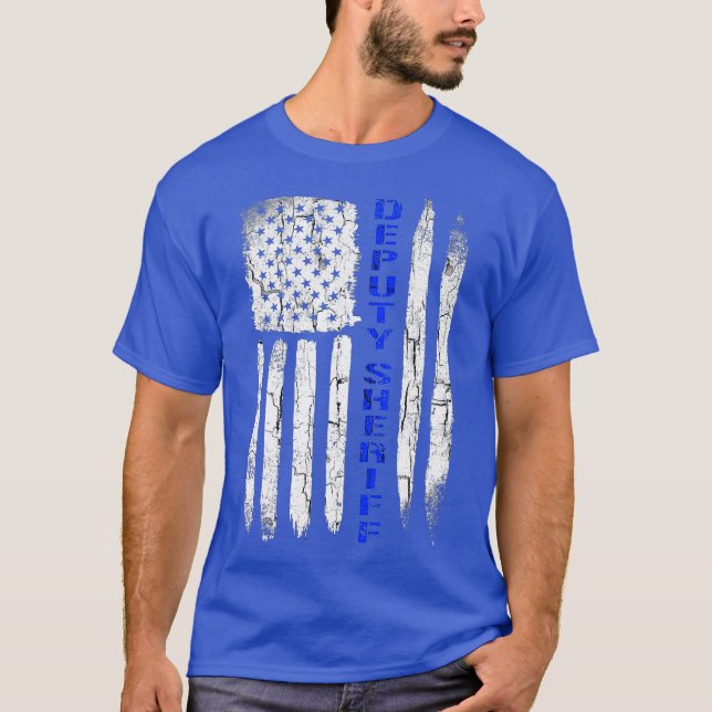 Camiseta Vice-Xerife para Homens Thin Blue Line Americano (Frente)