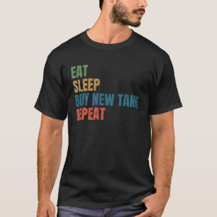 Camiseta Viciado em Aquário Comer Dormir Comprar Novo Tanqu