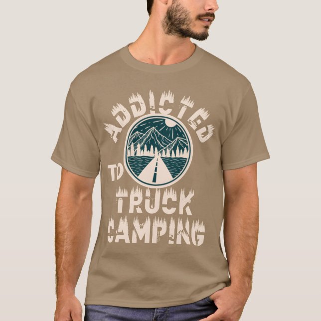 Camiseta Viciado em camping de caminhão menino (Frente)
