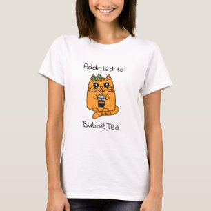 Camiseta Viciado em Chá de Bolha   Gato cúmulo