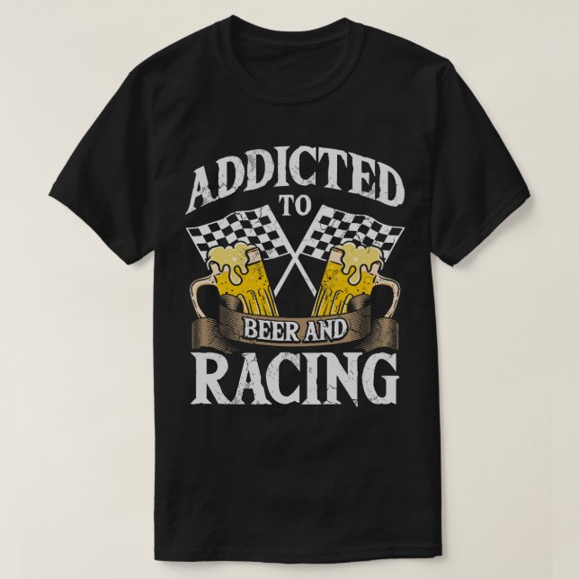Camiseta Viciado Em Corrida Automática De Cerveja E Corrida (Frente do Design)