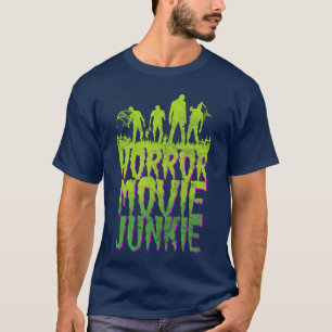 Camiseta Viciado em filmes de zumbi de terror filmes vintag
