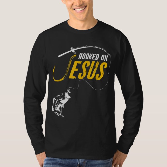 Camiseta Viciado em Jesus Engraçado Pesca Cristã (Frente)