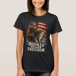 Camiseta Viciado em liberdade urso patriótico pescador