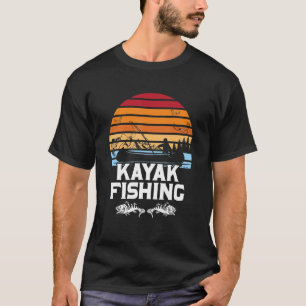 Camiseta Viciado em Pesca de Caiaque Retro Pôr do Sol Vinta