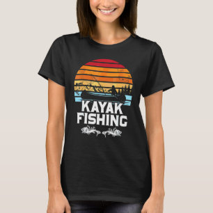 Camiseta Viciado em Pesca de Caiaque Retro Pôr do Sol Vinta