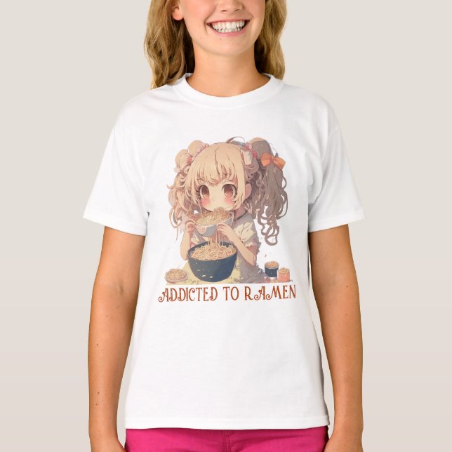 Camiseta Viciado em Ramen | Menina de anime (Frente)