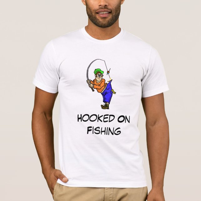 Camiseta Viciado em T-shirt de cartoon de pesca (Frente)