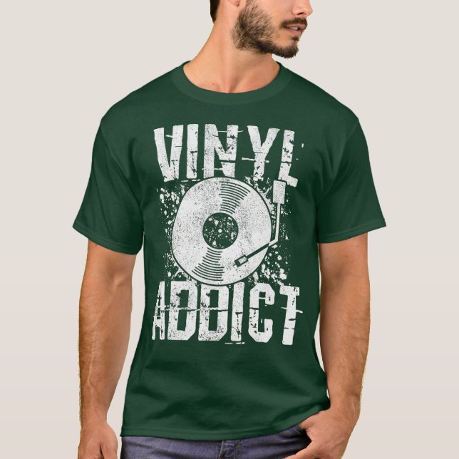 Camiseta Viciado em Vinil - Retro Music DJ Old School Shirt (Frente)