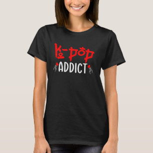 Camiseta Viciado por K-Pop Coreano Fofo Fã de Idol Música C