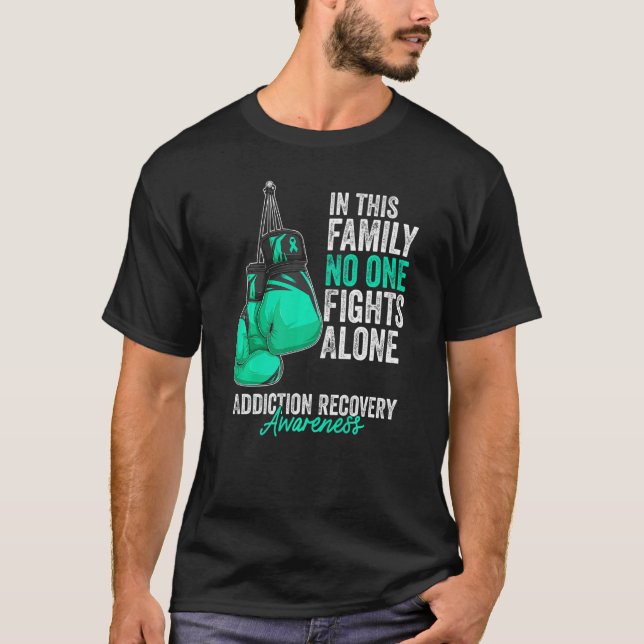 Camiseta Vício Recuperação de Sensibilização Mês Luvas Cost (Frente)