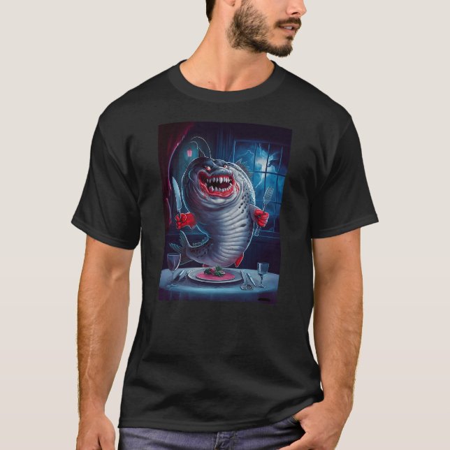 Camiseta Vicious Anthropomorphic Fish With Cutlery Horror (Frente)