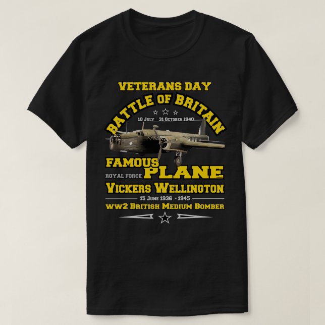 Camiseta Vickers Wellington British Medium Bomber WW2 (Frente do Design)