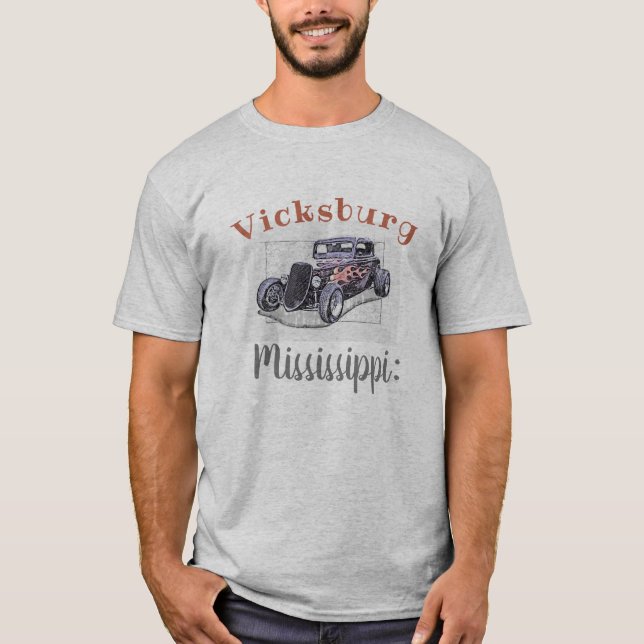 Camiseta "Vicksburg Mississippi:" Vintage Hotrod (Frente)