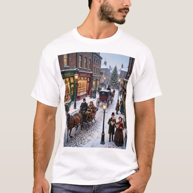 Camiseta Victorian Christmas Street – A Timeless Holiday St (Frente)