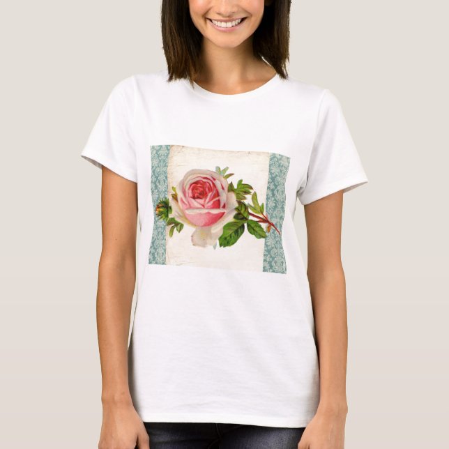 Camiseta Victorian cor-de-rosa e damasco (Frente)